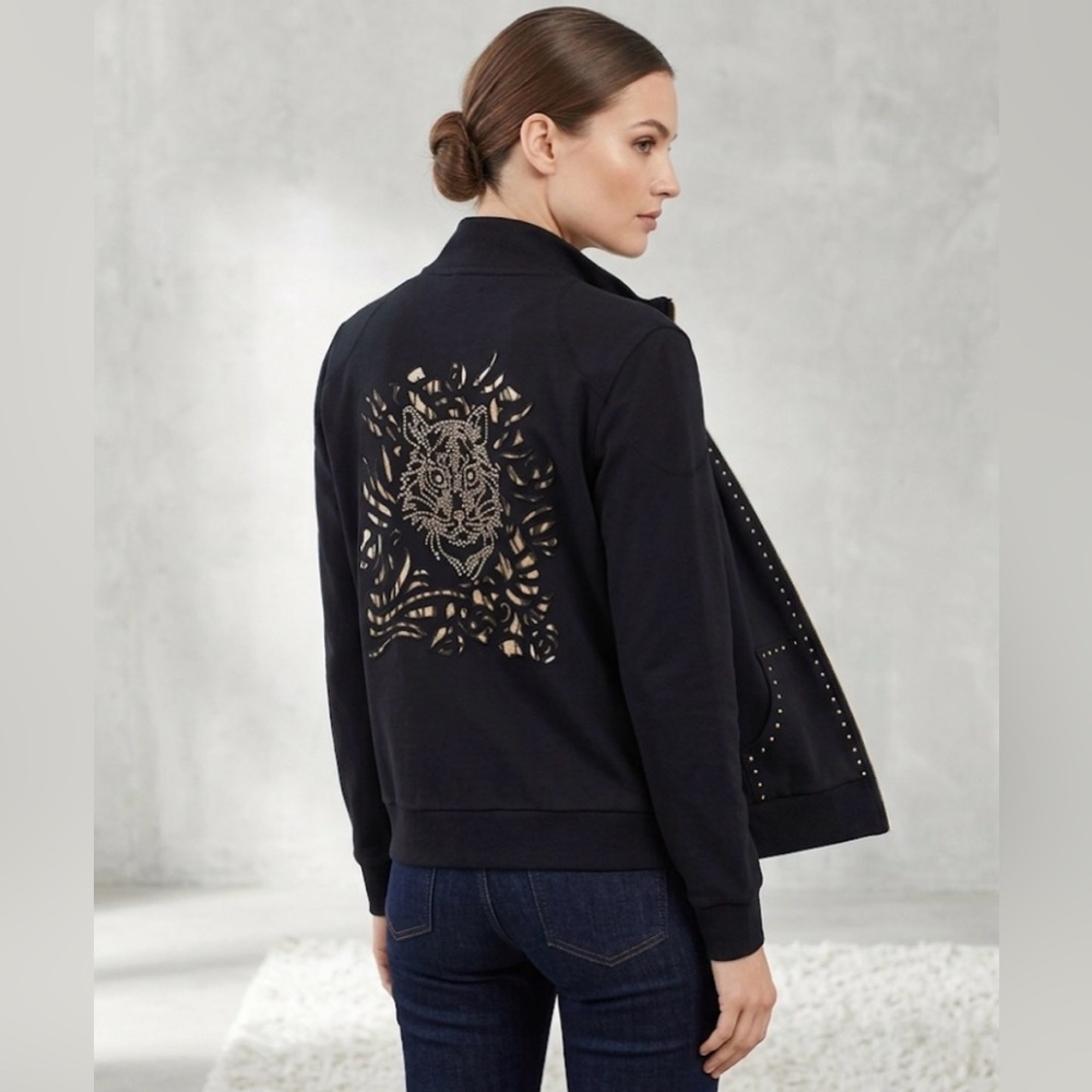 Vintage Escada Lion‎ Tiger Embezzled Gemstone Hoodie